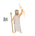 Zeus, the Father of Gods and men, ancient Greek god of sky. Mythology. Flat vector illustration. Isolated on white