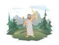 Zeus, the Father of Gods and men, ancient Greek god of sky. Ancient Greece mythology. Vector illustration isolated on Royalty Free Stock Photo