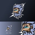 Zeus god lightning mascot sport gaming esport logo template thick beard mustache for squad team club Royalty Free Stock Photo