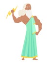 Zeus greek god, cartoon character man standing