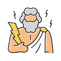 zeus greek god mythology color icon vector illustration