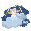 Zeus Greek God of Thunder and Lightning on Cloud