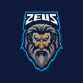 Zeus logo mascot design vector with modern illustration concept style. Zeus head illustration