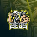 Zeus mascot logo design vector with modern illustration concept style for badge, emblem and t shirt printing. angry zeus Royalty Free Stock Photo