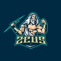 Zeus mascot logo design vector with modern illustration concept style for badge, emblem and t shirt printing. Angry zeus Royalty Free Stock Photo