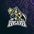 Zeus mascot logo design vector with modern illustration concept style for badge, emblem and t shirt printing. Angry zeus