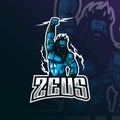 Zeus mascot logo design vector with modern illustration concept style for badge, emblem and tshirt printing. angry zeus Royalty Free Stock Photo