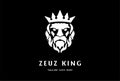 Zeus Poseidon Lord King God Crown Face Head Logo Design Vector