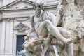 Zeus Statue in Bernini`s Fountain of the Four Rivers in the Piaz Royalty Free Stock Photo