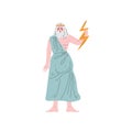 Zeus Supreme Olympian Greek God, Ancient Greece Mythology Hero Vector Illustration