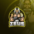 Zeus vector mascot logo design with modern illustration concept style for badge, emblem and tshirt printing. angry zeus Royalty Free Stock Photo