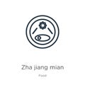 Zha jiang mian icon. Thin linear zha jiang mian outline icon isolated on white background from food collection. Line vector zha