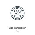 Zha jiang mian outline vector icon. Thin line black zha jiang mian icon, flat vector simple element illustration from editable