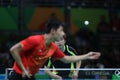 Zhang Jike playing table tennis at the Olympic Games in Rio 2016. Royalty Free Stock Photo