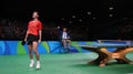 Zhang Jike playing table tennis at the Olympic Games in Rio 2016. Royalty Free Stock Photo