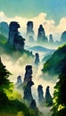 Zhangjiajie Avatar Mountains located in china, Hunan