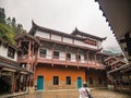 Tianzishan Cable Car Sky pass Entrance Building with Beautiful nature in Zhangjiajie National Forest Park in Wulingyuan