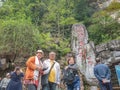 Unacquainted Tourists on`Bailong elevator` entrance station at Zhangjiajie National Forest Park