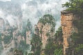 Zhangjiajie Forest Park. Gigantic pillar mountains rising from t