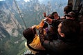 Tourists and travelers marvel at the natural wonders of Zhangjiajie National Forest Park in Zhangjiajie, China. Royalty Free Stock Photo