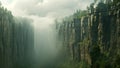 The Zhangjiajie National Forest Park, Hunan Province, China, tall cliff face topped with a dense tall forest, the corrupted desert