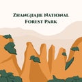 Zhangjiajie National Forest Park panoramic view. UNESCO World Heritage Site. Majestic nature. Asia famous natural attraction.