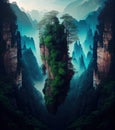Zhangjiajie National Park in China Stunning Landscape AI Generative