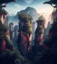 Zhangjiajie National Park in China Stunning Landscape AI Generative