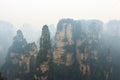 Zhangjiajie national park ( tian zhi shan ) ( Tianzi Mountain Nature Reserve ) and fog , China