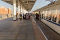 ZHANGYE, CHINA - AUGUST 23, 2018: Platform of Zhangye West Railway Station, Gansu Province, Chi