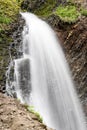 Zhenetskyi Huk Waterfall in the Carpathian Mountains, Ukraine. Falling water with a long exposure Royalty Free Stock Photo