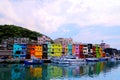 Colorful small fishing village on the river bank, Taiwanese version of Venice color island