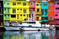 Colorful small fishing village on the river bank, Taiwanese version of Venice color island