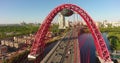 Zhivopisniy bridge, Moscow, Russia. Aerial