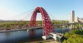 Zhivopisniy bridge, Moscow, Russia. Aerial