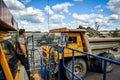 Zhodzina, Belarus - August 16, 2013: Granite mining in Quarry Trucks quarry of BelAZ producer