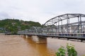 Zhongshan Bridge by the Yellow River in Lanzhou Gansu China Royalty Free Stock Photo