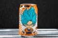 Orange flavor sparkling water printed with Dragon Balls character Goku