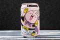 Peach flavor sparkling water printed with Dragon Balls character Buu