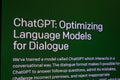 close up of a monitor showing ChatGPT website at horizontal compsition