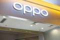 ZHONGSHAN China-March 30 2021:OPPO logo on top of the shop in a shopping mall