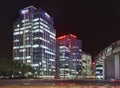 Zhonguancun office buildings at night, Beijing, China