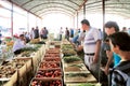 Zhongxiya Shichang is a popular market in Kashgar, Xinjiang province western China. Royalty Free Stock Photo