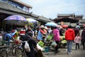 Zhongyi Market Shichang, in Lijiang Old town, traditional chinese market, Yunnan, CHINA Royalty Free Stock Photo