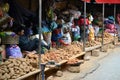 Zhongyi Market Shichang, in Lijiang Old town, traditional chinese market, Yunnan, CHINA Royalty Free Stock Photo