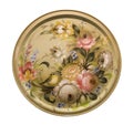 Zhostovo painting, old russian folk handicraft of painting on metal trays. Traditional bright colorful floral pattern