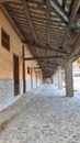 Zhouqian Shixing Old village house made of wooden tiles and A long corridor paved with stones Royalty Free Stock Photo