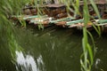 ZHOUZHUANG, CHINA: Helmsman driving the boat passing through canals