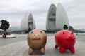 Zhuhai, China -May 2019: Piggybank in the park near Zhuhai Opera House in Zhuhai, China