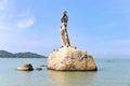 The Zhuhai Fisher Girl Statue is the landmark of Zhuhai city, China Royalty Free Stock Photo